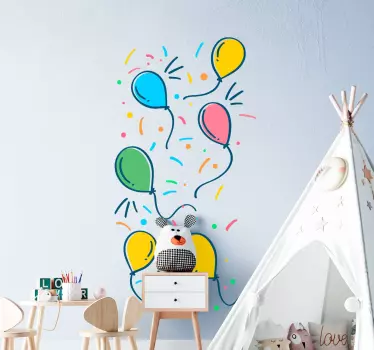 Vinilo pared infantil diseño de globos coloridos - TenVinilo