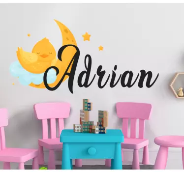 Vinilo pared infantil diseño de luna linda - TenVinilo