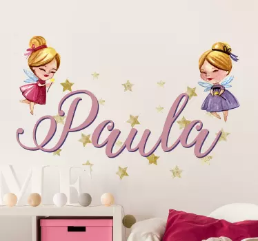 Vinilo pared infantil diseño de nombre de hada personalizado - TenVinilo
