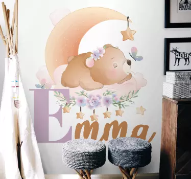 Vinilo infantil diseño oso durmiente - TenVinilo