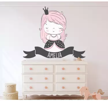 Vinilo pared infantil diseño de princesa linda - TenVinilo