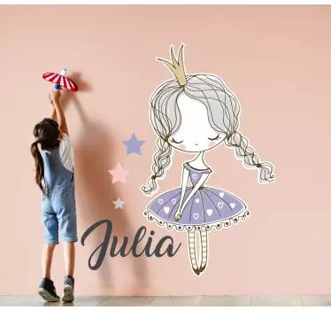 Vinilo pared infantil diseño de princesita - TenVinilo