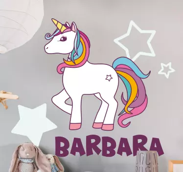 Vinilo pared infantil diseño de unicornio adorable - TenVinilo
