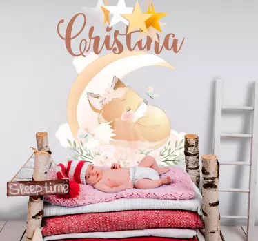 Vinilo pared infantil diseño de zorro personalizado - TenVinilo