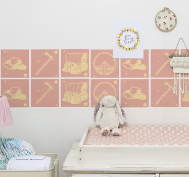 Vinilo pared infantil elementos infantiles vintage - TenVinilo