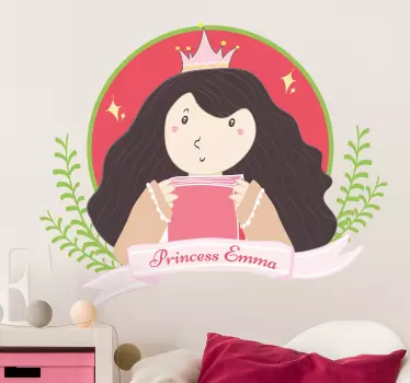 Vinilo pared infantil emblema de princesa personalizado - TenVinilo