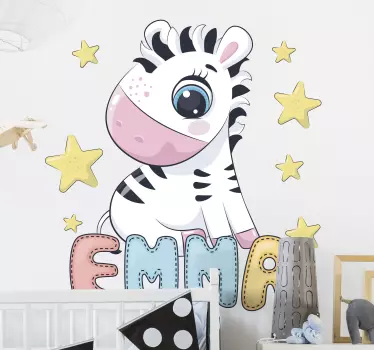 Vinilo pared infantil encantadora escultura de cebra - TenVinilo
