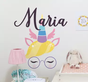 Vinilo pared infantil encanto personalizado unicornio - TenVinilo