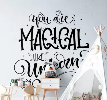 Vinilo pared infantil frase eres un unicornio mágico - TenVinilo