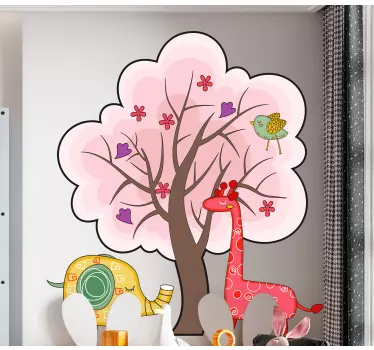 Vinilo pared infantil escena de animales lindos - TenVinilo