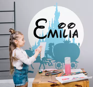 Vinilo infantil cuento de hadas azul con nombre - TenVinilo