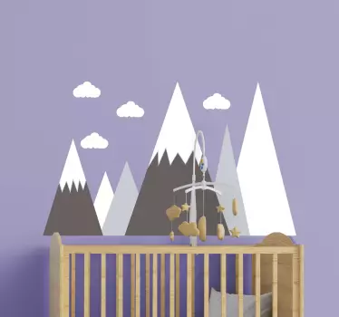 Vinilo pared infantil escena de montaña para nursery - TenVinilo