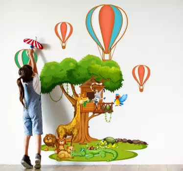 Vinilo pared infantil escena jungla lúdica - TenVinilo