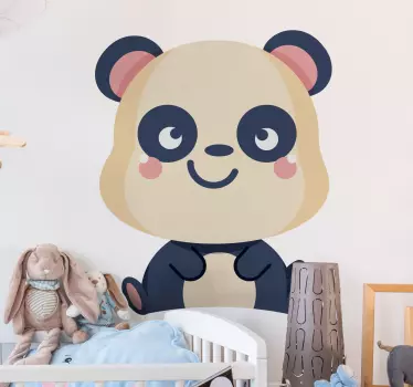 Vinilo pared infantil escultura de panda encantador - TenVinilo