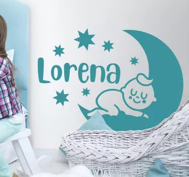Vinilo pared infantil estrellas de bebé durmiendo - TenVinilo