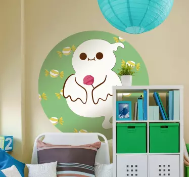 Vinilo pared infantil fantasmín dulce de caramelo - TenVinilo