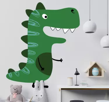 Vinilo pared infantil figura de dinosaurio alegre - TenVinilo