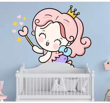 Vinilo pared infantil figura de hada adorable - TenVinilo