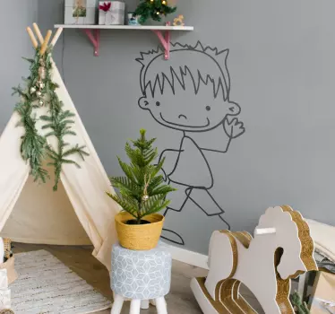 Vinilo pared infantil figura de niño feliz - TenVinilo