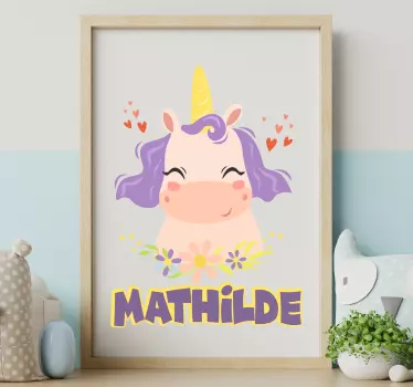 Vinilo pared infantil figura de unicornio alegre - TenVinilo