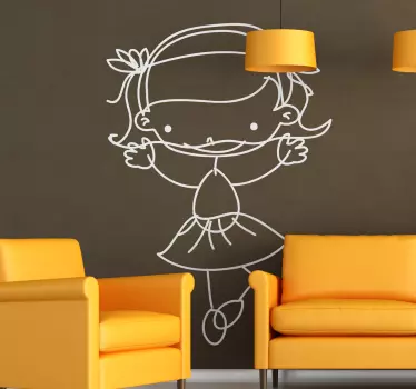 Vinilo pared infantil figura joven caprichosa - TenVinilo