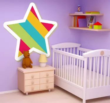 Vinilo pared infantil forma de estrella colorida - TenVinilo