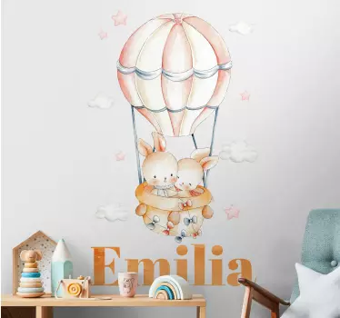 Vinilo pared infantil globo aerostático - TenVinilo