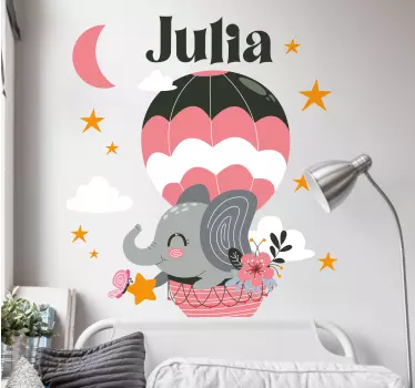 Vinilo pared infantil globo de elefante tierno - TenVinilo