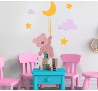 Vinilo pared infantil globo de oso adorable - TenVinilo