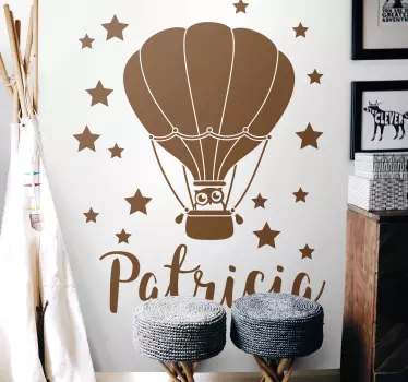 Vinilo pared infantil globo personalizado en el cielo - TenVinilo