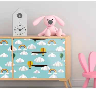 Vinilo pared infantil globos aerostáticos vibrantes - TenVinilo