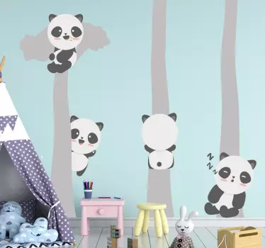 Vinilo pared infantil gráficos de panda lindo - TenVinilo