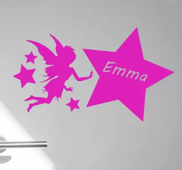 Vinilo pared infantil hada mágica con estrella - TenVinilo