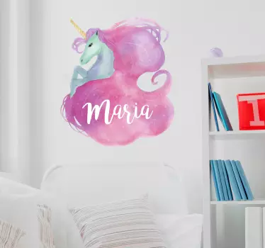 Vinilo pared infantil ilustración caprichosa de unicornio - TenVinilo