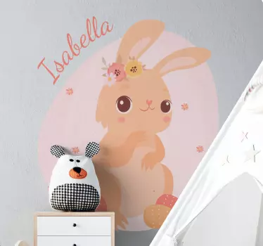 Vinilo pared infantil ilustración de conejito lindo - TenVinilo