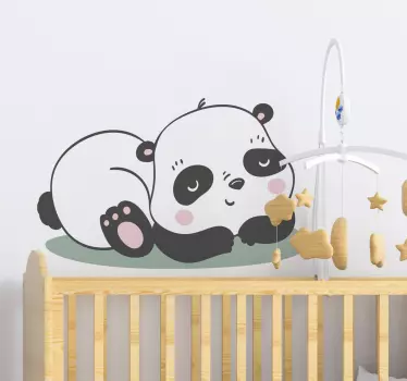Vinilo pared infantil ilustración de panda encantador - TenVinilo