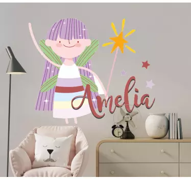Vinilo pared infantil ilustración de personaje hada - TenVinilo