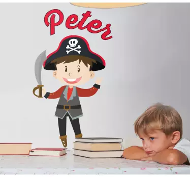Vinilo pared infantil ilustración de personaje pirata - TenVinilo