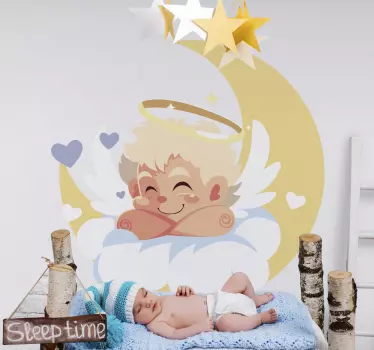 Vinilo pared infantil ilustración de querubín bonito - TenVinilo