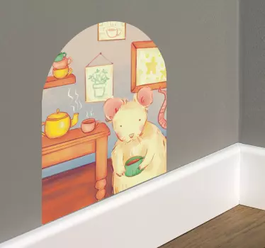 Vinilo pared infantil ilustración de ratón lindo - TenVinilo