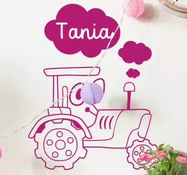 Vinilo pared infantil ilustración de tractor lindo - TenVinilo