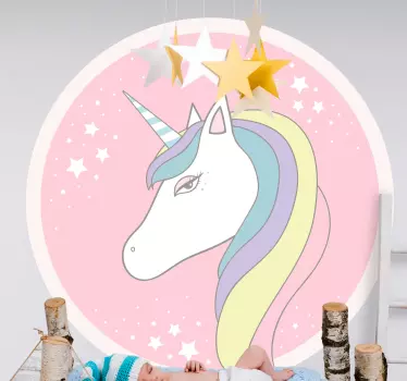 Vinilo pared infantil ilustración de unicornio encantador - TenVinilo