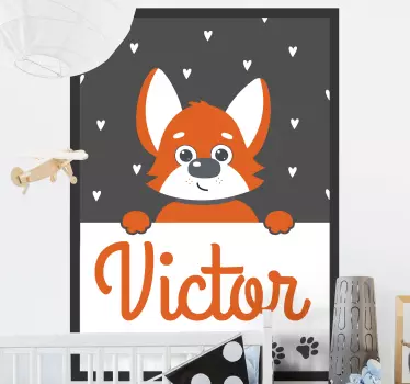 Vinilo pared infantil ilustración de zorro adorable - TenVinilo