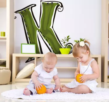 Vinilo pared infantil letra k divertida - TenVinilo