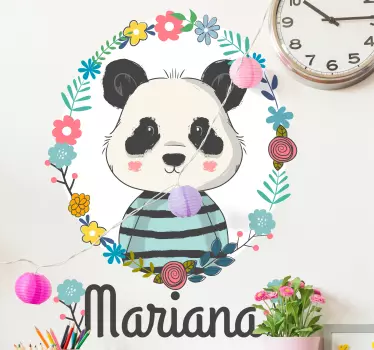 Vinilo pared infantil linda ilustración de panda - TenVinilo