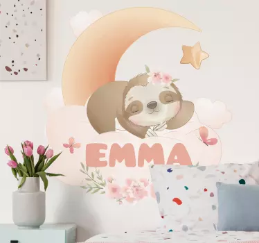 Vinilo pared infantil linda ilustración de perezoso - TenVinilo