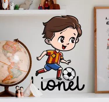 Vinilo pared infantil lindo chico futbolista - TenVinilo