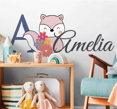 Vinilo pared infantil zorro bebé con nombre - TenVinilo