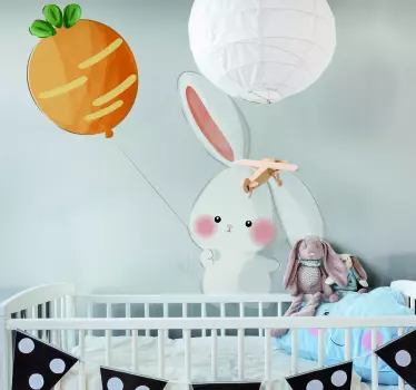 Vinilo pared infantil lindo globo de conejito - TenVinilo