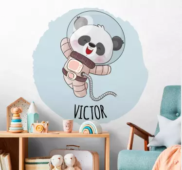 Vinilo pared infantil lindo panda astronauta - TenVinilo